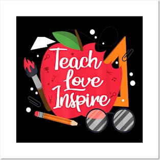 Teach, Love, Inspire Teacher Motivational Appreciation Gift Posters and Art